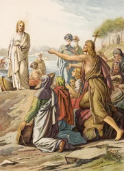 Juan el Bautista anuncia a Cristo (litografía en color)