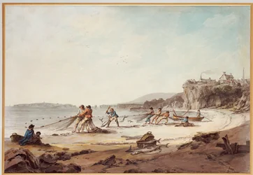 Una red de arrastre en Tenby, 1795
