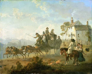 Un coche de caballos en un camino rural, 1792