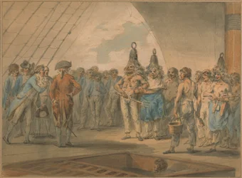 Ceremonia de cruce de la línea de meta a bordo del buque "Vestal