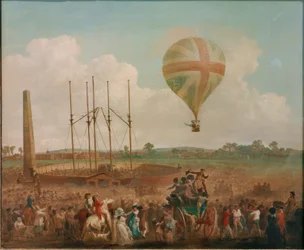 Ascenso de George Biggins en el globo de Lunardi