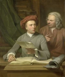 Autorretrato. Junto al artista está su padre y maestro Jan Maurits Quinkhard (1688-1772)