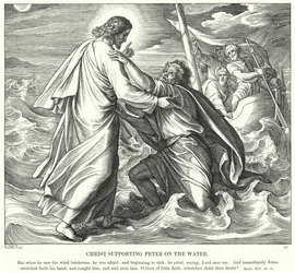 Cristo sosteniendo a Pedro sobre el agua