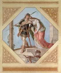 Siegfried y Brunhilde, ilustración de Los Nibelungos de Richard Wagner (1813-83)