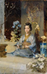 mujer japonesa en una habitación