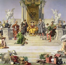 Patrocinio de las Artes por la Casa de Habsburgo: sección central de una pintura de techo, 1891