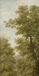 Tres tapices con un paisaje holandés Pintura de papel pintado de un paisaje holandés con una finca Tres pinturas de papel tapiz de un paisaje holandés