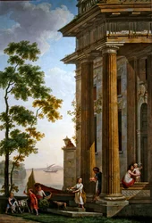Paisaje arcádico con un grupo de niños