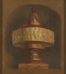 Papel pintado con jarrón decorativo