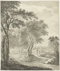 paisaje con cazador y perro