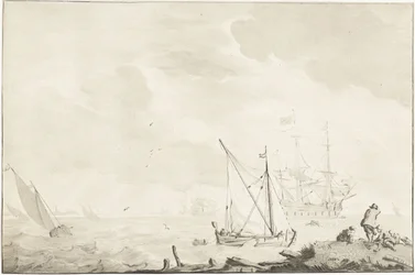 Buque de guerra en la playa