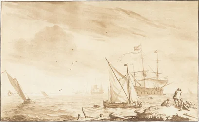 Buque de guerra en la playa