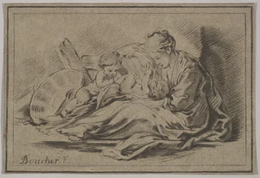 Madre con Dos Niños, siglo XVIII