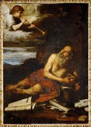 San Jerónimo con el Ángel del Juicio Final (pintura sobre lienzo)
