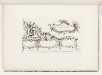 Parte de la ornamentación de la cronología de 1733 (Antiguo Testamento) para el Rey, pl. 35 en Oeuvre de Juste Aurele Meissonnier
