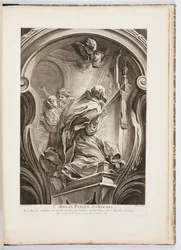 St. Aignan Obispo de Orleans, lámina 111, en Oeuvres de Juste-Aurèle Meissonnier (Obras de Juste-Aurèle Meissonnier)