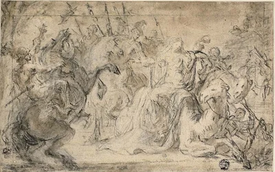 Zenobia rodeada de soldados montados