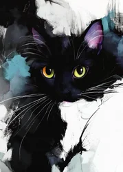 Pintura de un gato en tonos pastel (16)