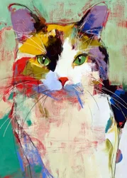 Gato abstracto y colorido