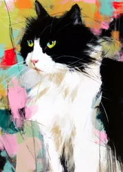 Retrato de un gato lleno de color