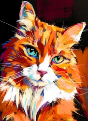 Retrato de un gato lleno de color
