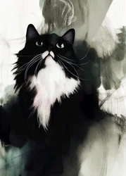El gato de esmoquin curioso
