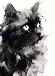 Retrato misterioso de gato negro