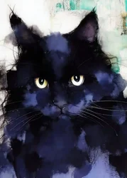 Misterioso retrato de gato negro