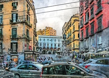 Acuarelas de la ciudad de Nápoles, Italia (13)