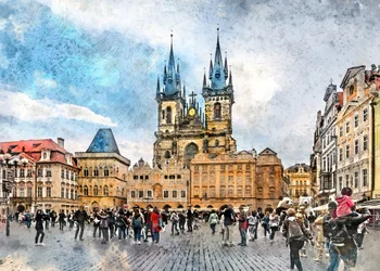 Praga, Chequia: Pintura en acuarela de la ciudad (28)
