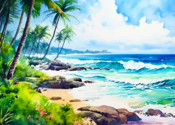 Ondas de playa tropical
