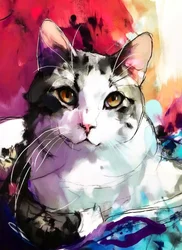 Cuadro de un gato lleno de vida