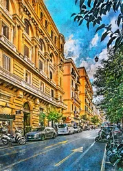 Una animada escena callejera europea