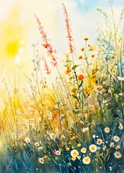 Flores de pradera de colores vivos