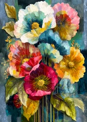Cuadro de amapolas lleno de colorido