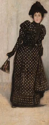 Mujer con vestido blanco de lunares, 1889