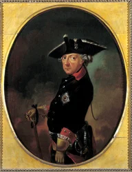 Retrato de Federico II de Prusia (1712-1786) Pintura de K. Beeskow (siglo XIX). Siglo XIX. Orleans. Musee Des Beaux Arts - Retrato de Federico II de Prusia (1712-1786), llamado Federico el Grande. Pintura de K. Beeskow (siglo XIX). Siglo XIX
