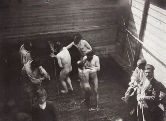 El manantial sagrado en el Monasterio de Sarov, Rusia, 1903