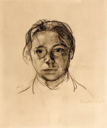 Autorretrato juvenil con cabello suelto