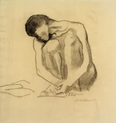 K. Kollwitz, Acto femenino en cuclillas