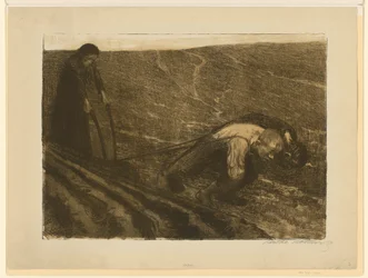Tirador de arado y mujer (obra descartada para la lámina 1 de «Guerra de los campesinos», 2.º estado)