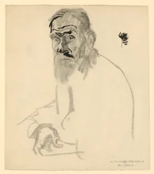 Estudio de retrato de un anciano sentado con barba
