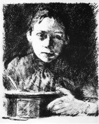 Autorretrato en la mesa de dibujo