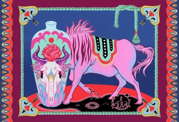 Ñu y jarrón, 2021 (acrílico sobre panel)