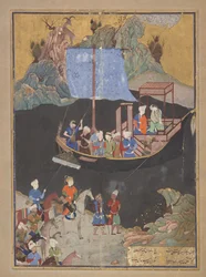 Folio de un Khamsa (Quinteto) de Amir Khusraw Dihlavi (m. 1325); El rapto por mar (FGA F1937.27)