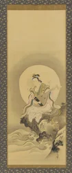 Benten Sarasvati sentada en una roca, período Edo, mediados del siglo XVII-principios del siglo XVIII