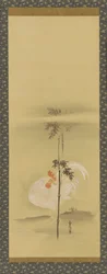 Gallo y bambú, período Edo