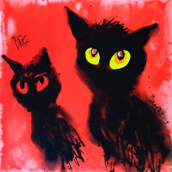 Ojos brillantes de un gato negro