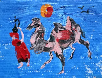 Bailarín del desierto y camello