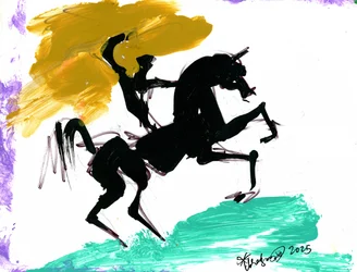 Caballo en posición de empinada